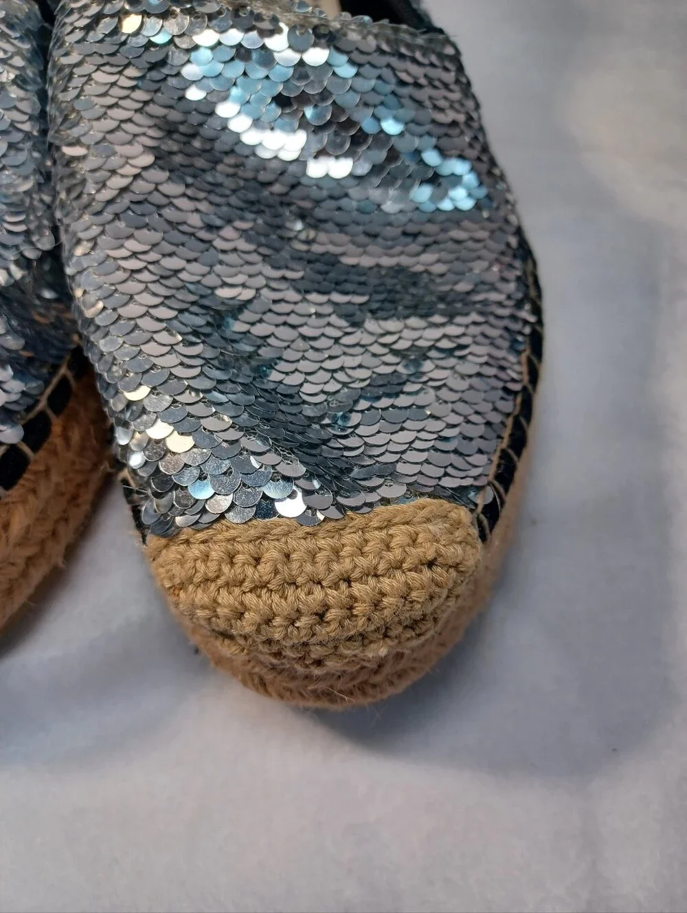 zara trafaluc silver sequin espadrille loafers flats sparkle shoes eu 38 us 7.5